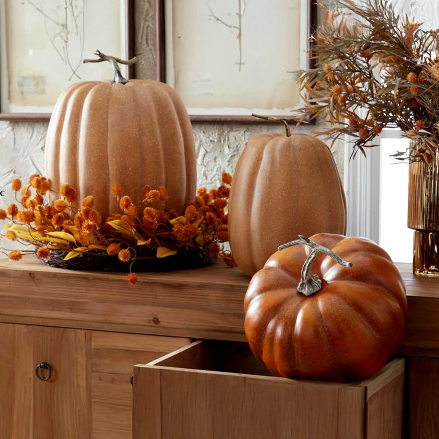 Brown & Cream Speckled Pumpkin, 14.25" - Image 2