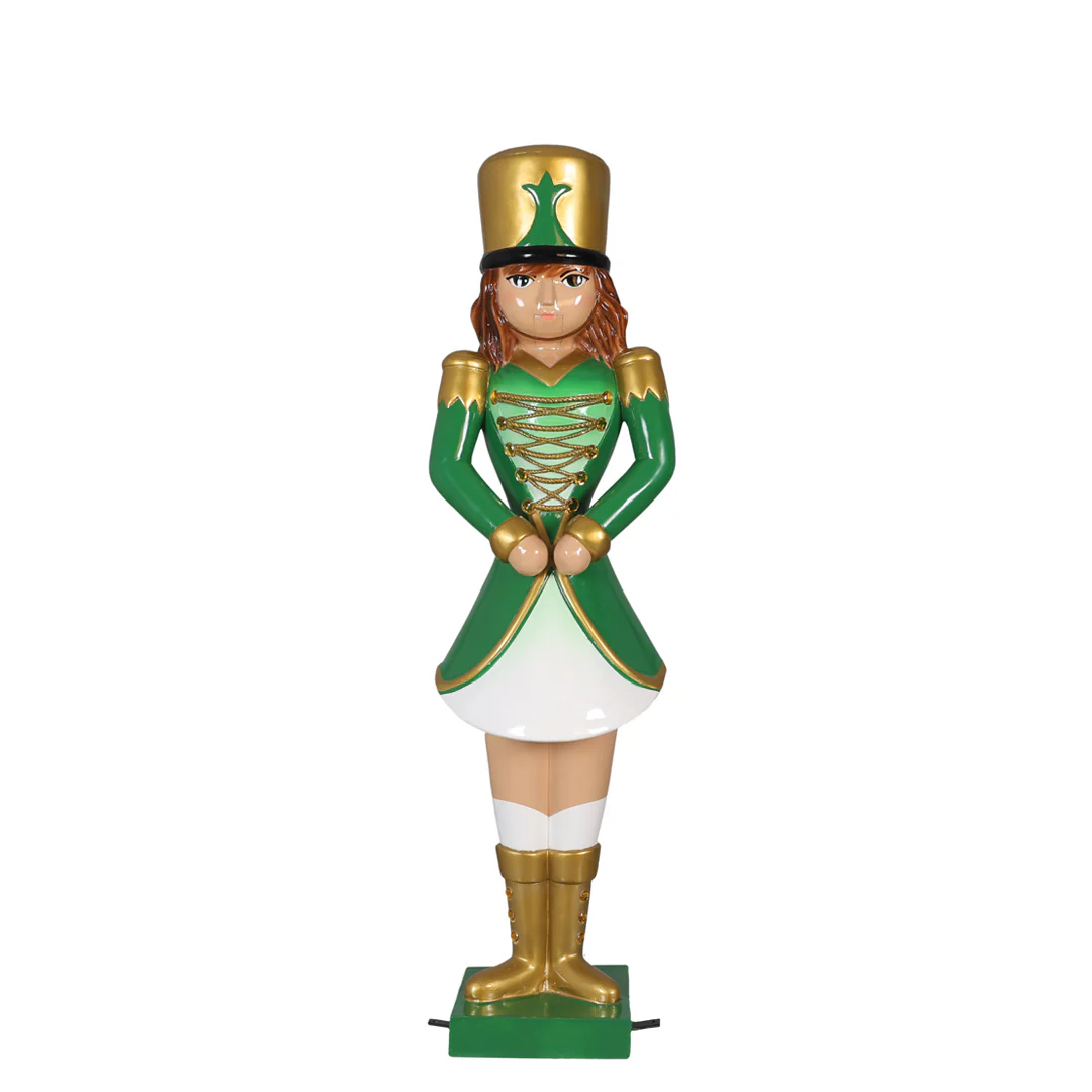 Large Fiberglass Cally The Nutcracker Figure, 5ft (Green/Gold)