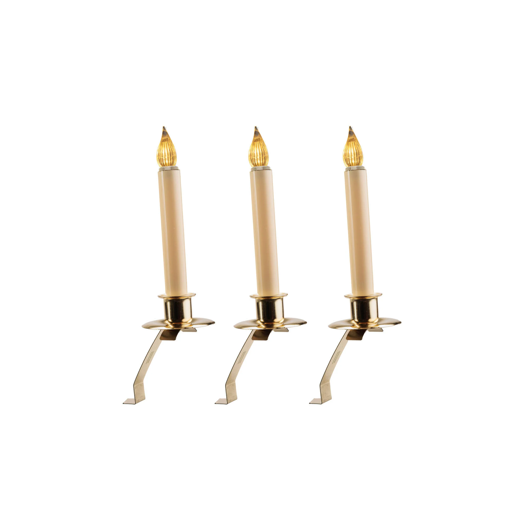 Cambridge Slant Bracket Brass LED Bulb Candle W/ Sensor, 12" (Set of 3)