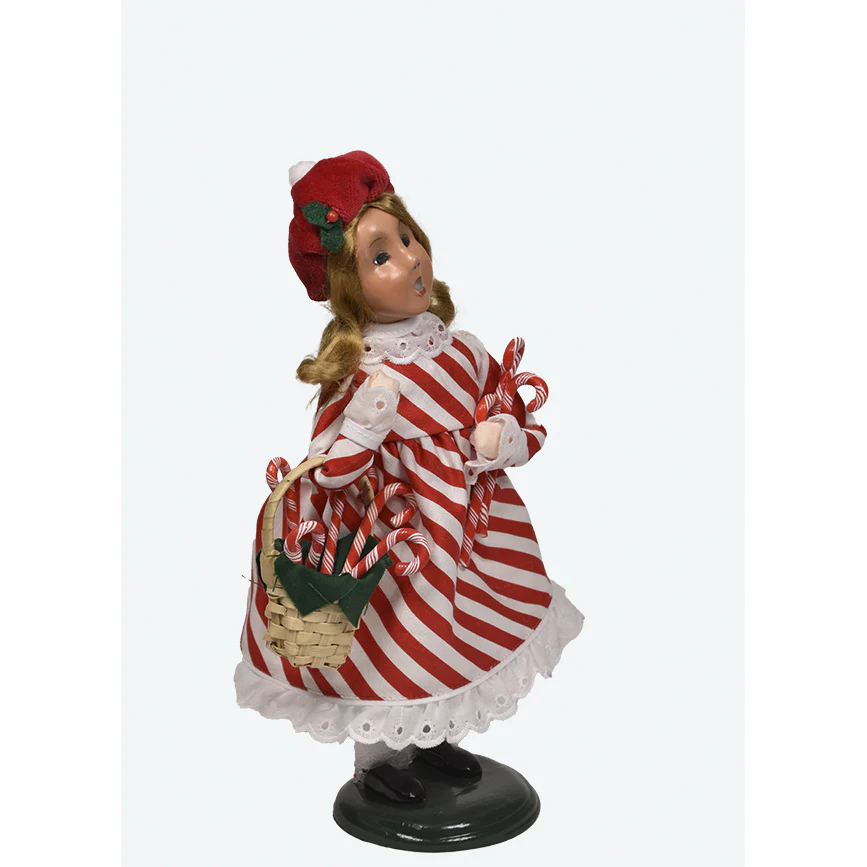 Candy Cane Girl Caroler Figurine, 10" - Image 4