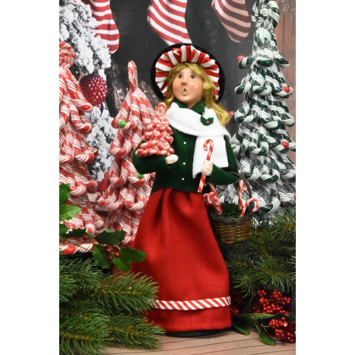 Candy Cane Lady Caroler Figurine, 13" - Image 2