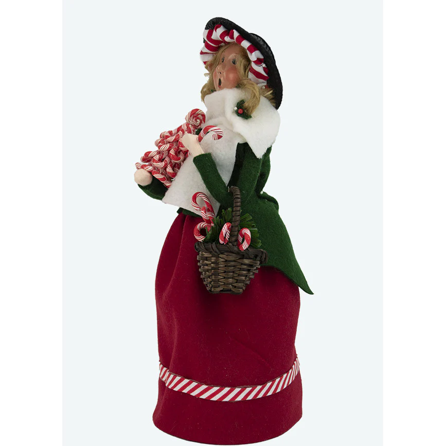 Candy Cane Lady Caroler Figurine, 13" - Image 3