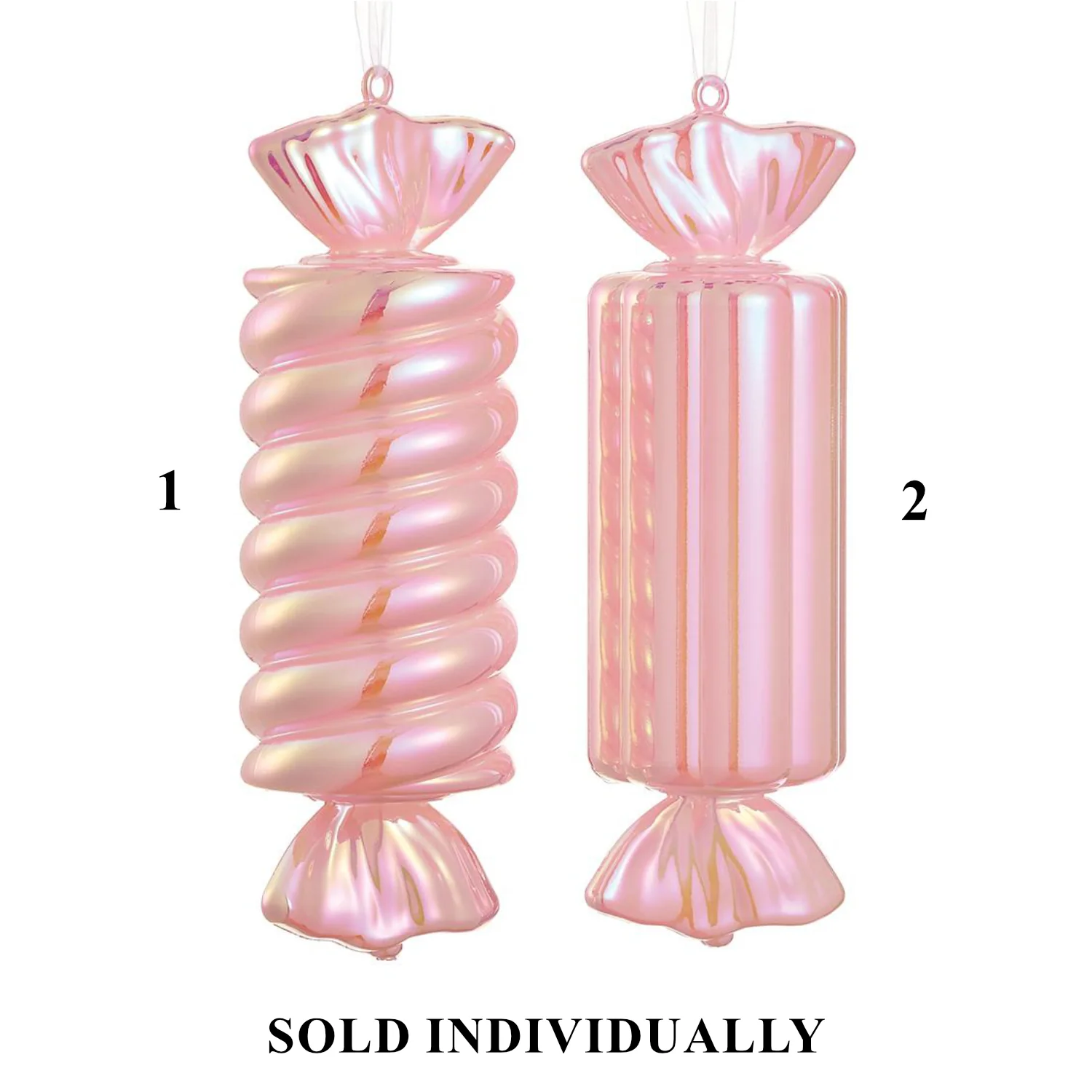 Candy Ornament, 12" (Peach Iridescent) (2 styles - sold individually)
