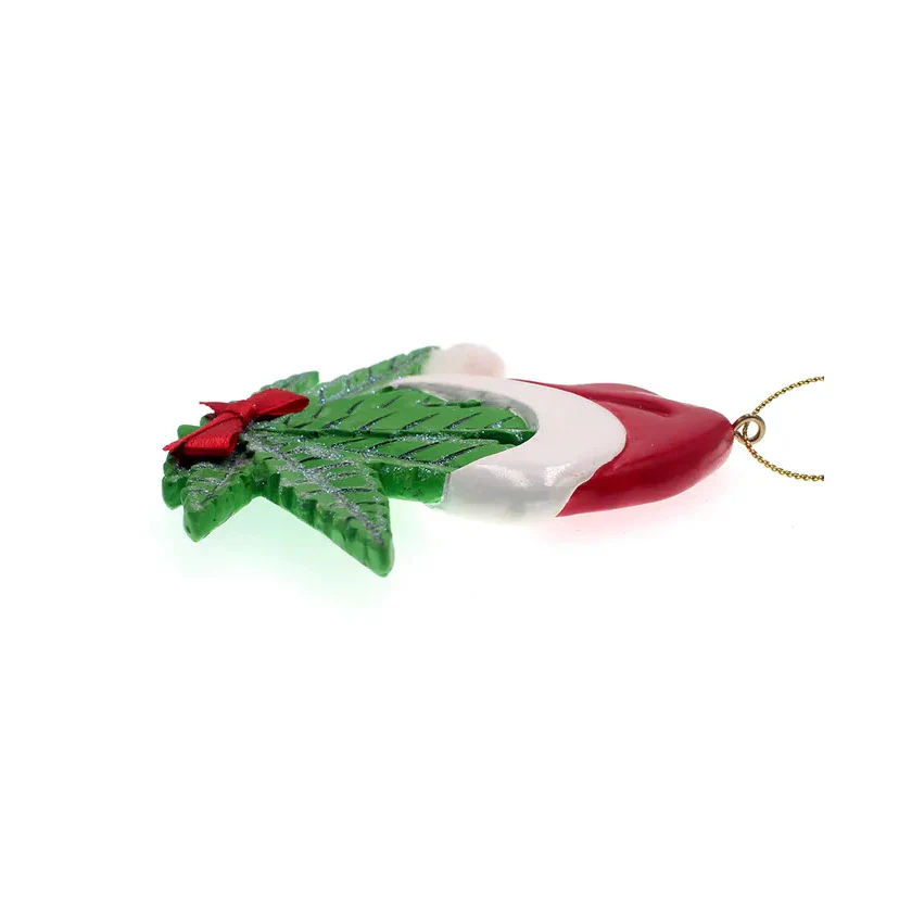 Cannabis Leaf With Santa Hat Ornament for Personalization - Image 4