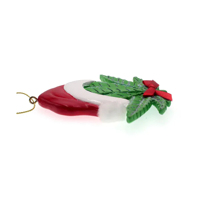 Cannabis Leaf With Santa Hat Ornament for Personalization - Image 5