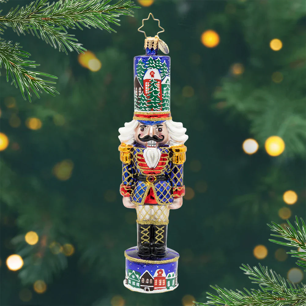 Christmas Sentinel Nutcracker Glass Ornament, 6.5"