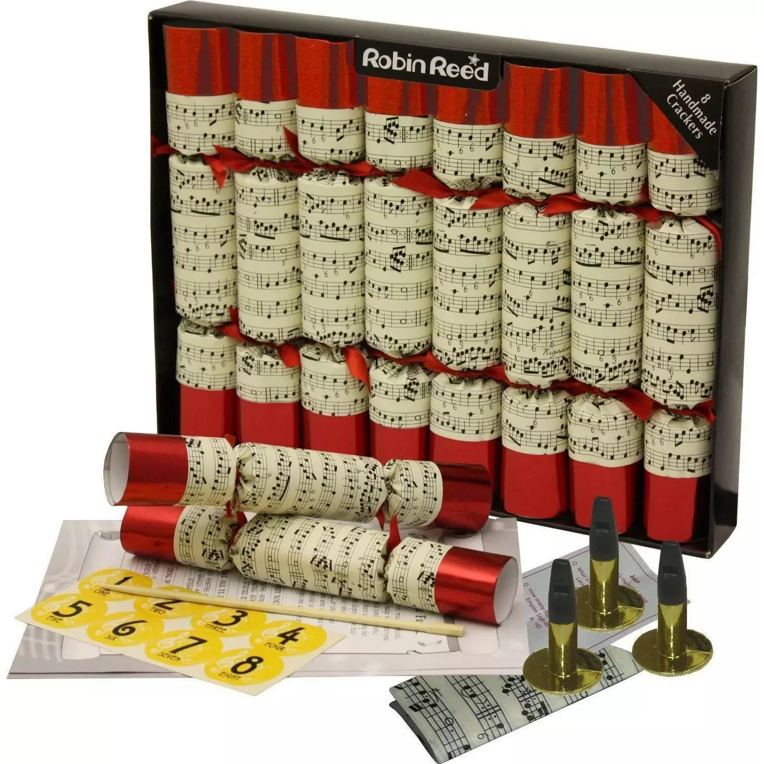 Concerto with Musical Whistles Party Crackers, 10" (Set of 8)