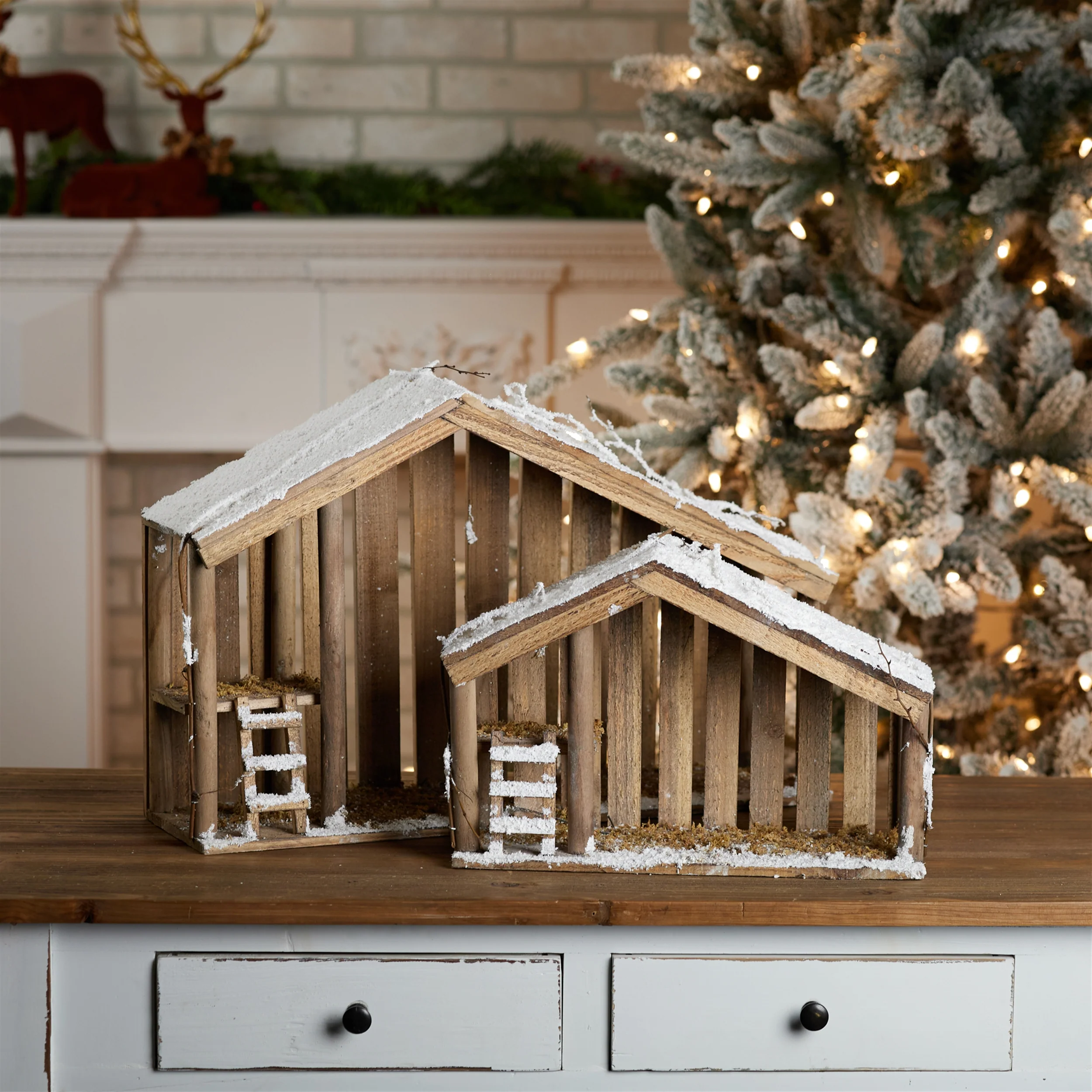 Creche - Wood (Set of 2) 15.5"L x 6"W x 10.5"H & 24"L x 6.75"W x 16"H - Image 2