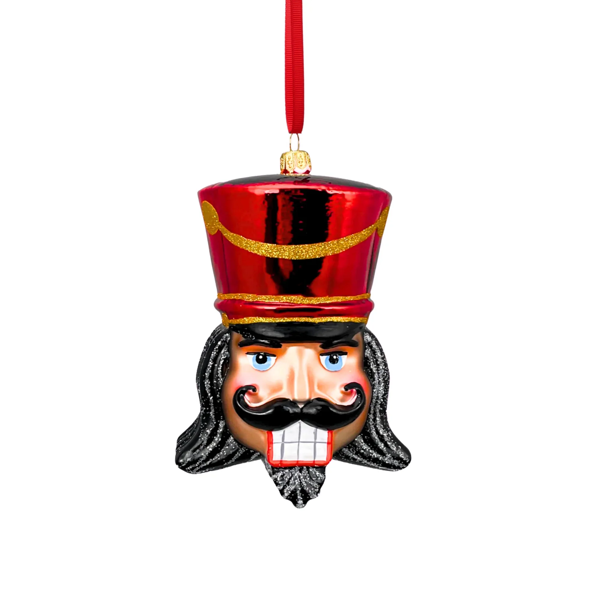 Crimson Glass Nutcracker Ornament, 5" - Image 2