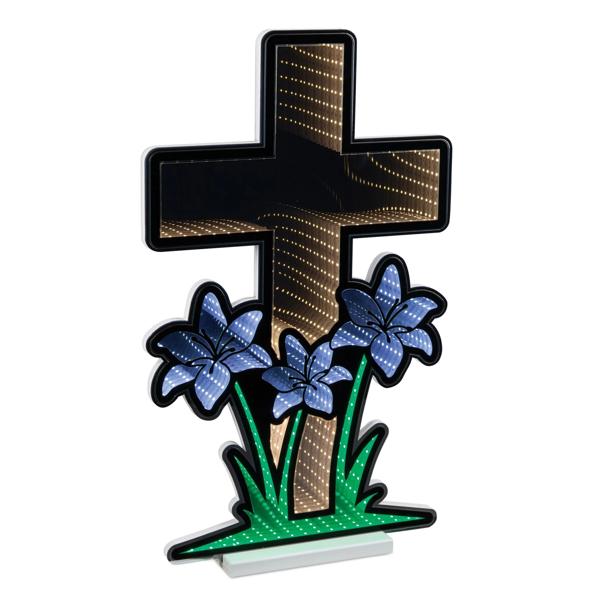Cross w/Lillies Infinity Light w/UL Plug, 24", Acrylic