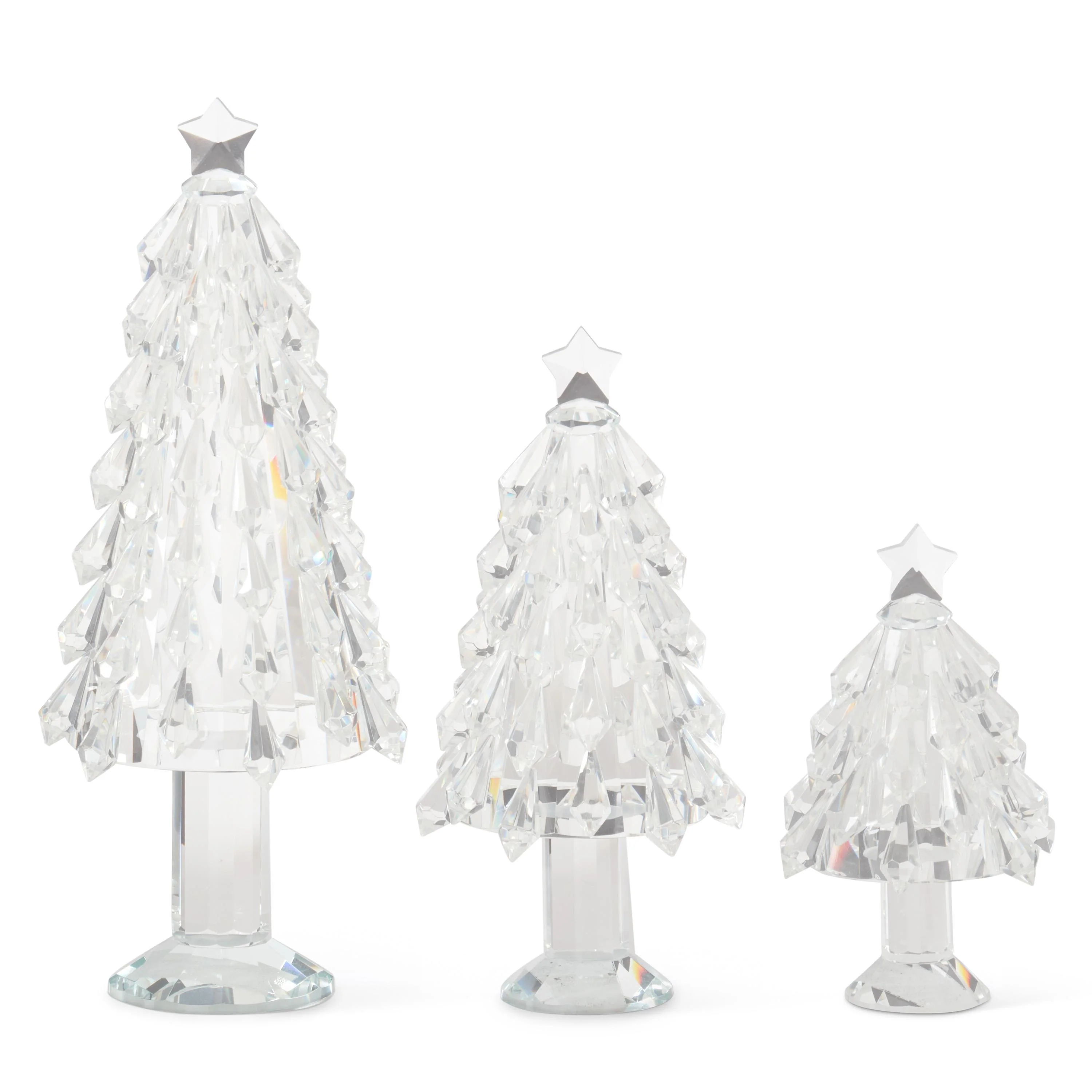 Crystal Christmas Trees w/ Star Toppers (Set of 3)