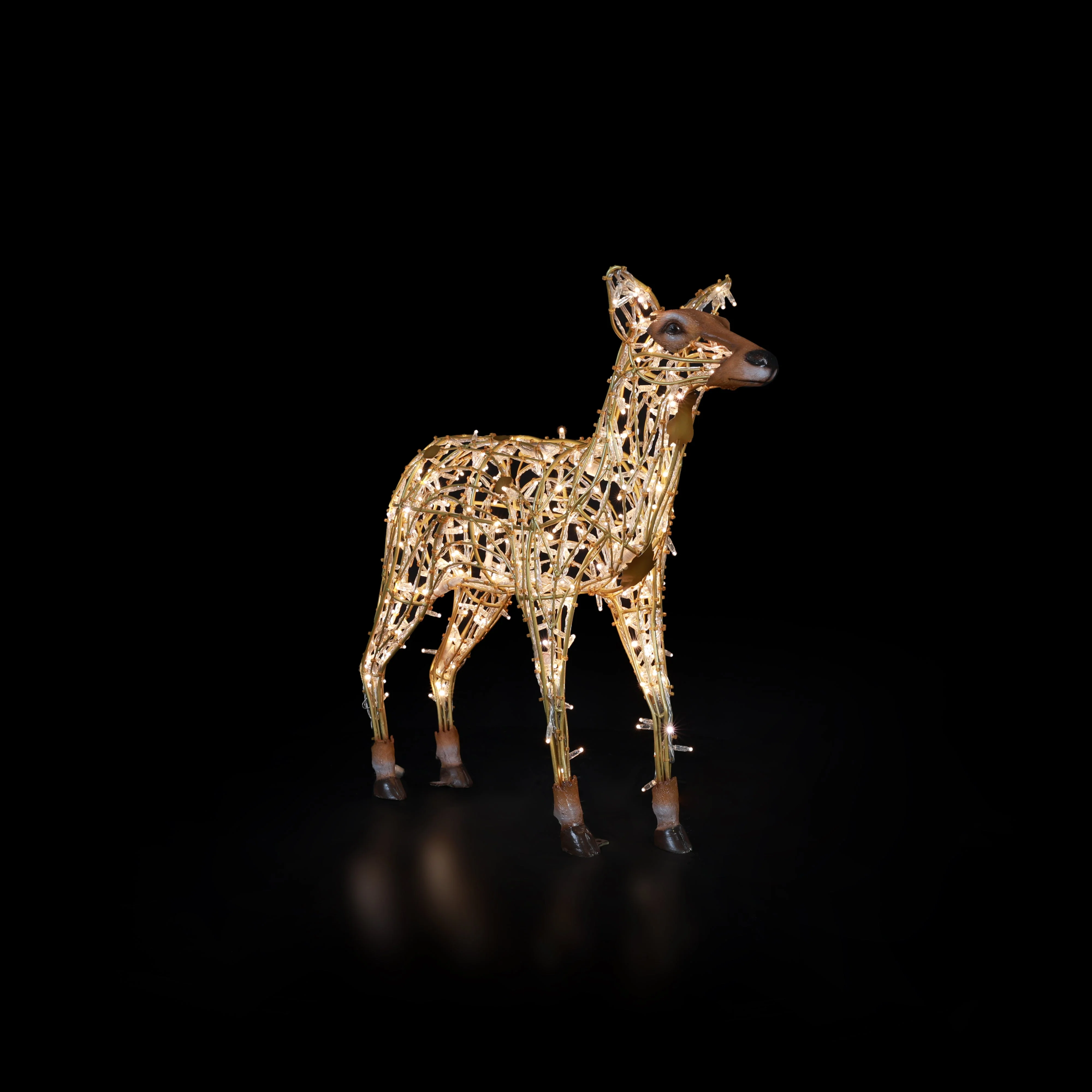 Large Deer Fawn Standing Figure, LED Lit w/Fiberglass, 43"