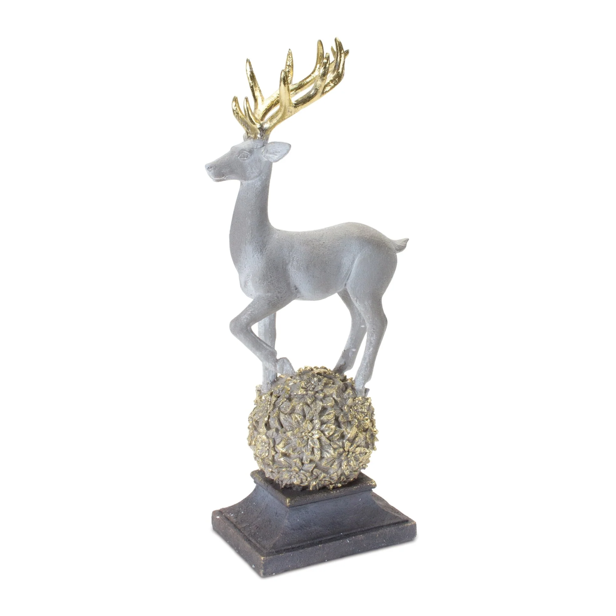 Resin Deer on Orb Figurine, 14"