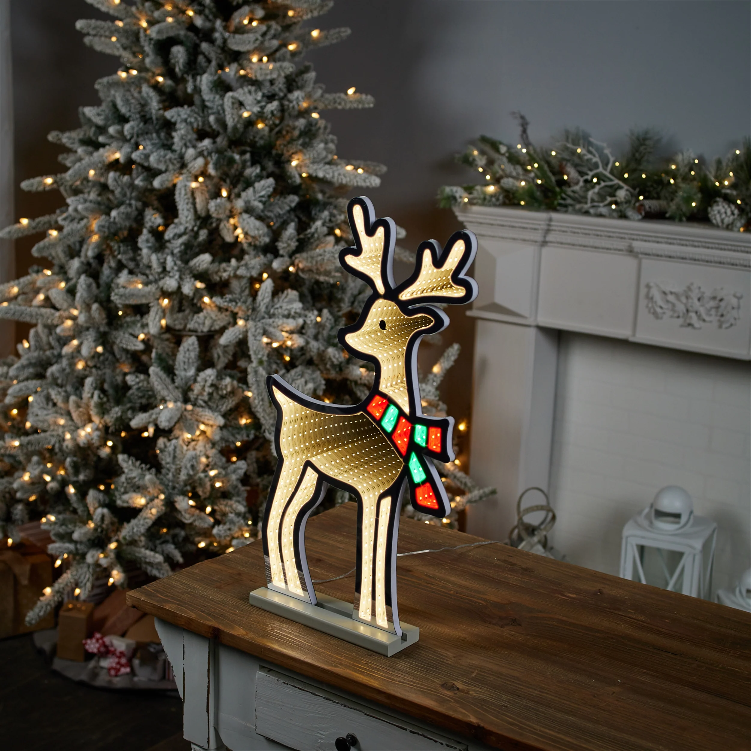 Deer w/Scarf Infinity Light, Acrylic w/UL Plug, 23.5" - Image 2
