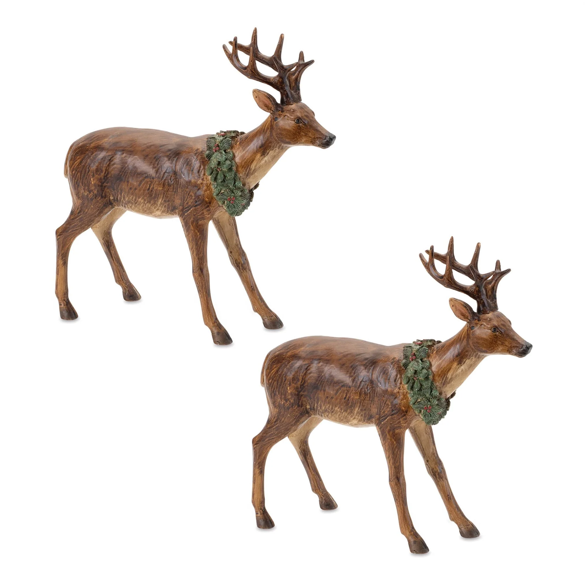Resin Deer w/Wreath Figurine, 8"H - Image 2