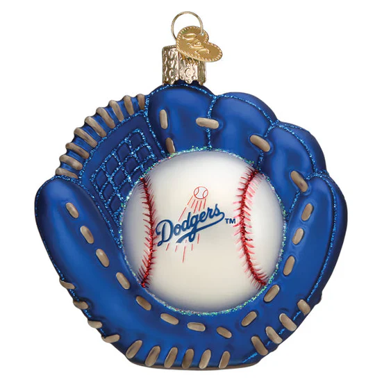 Dodgers Baseball Mitt Ornament, 3.75" - Image 2
