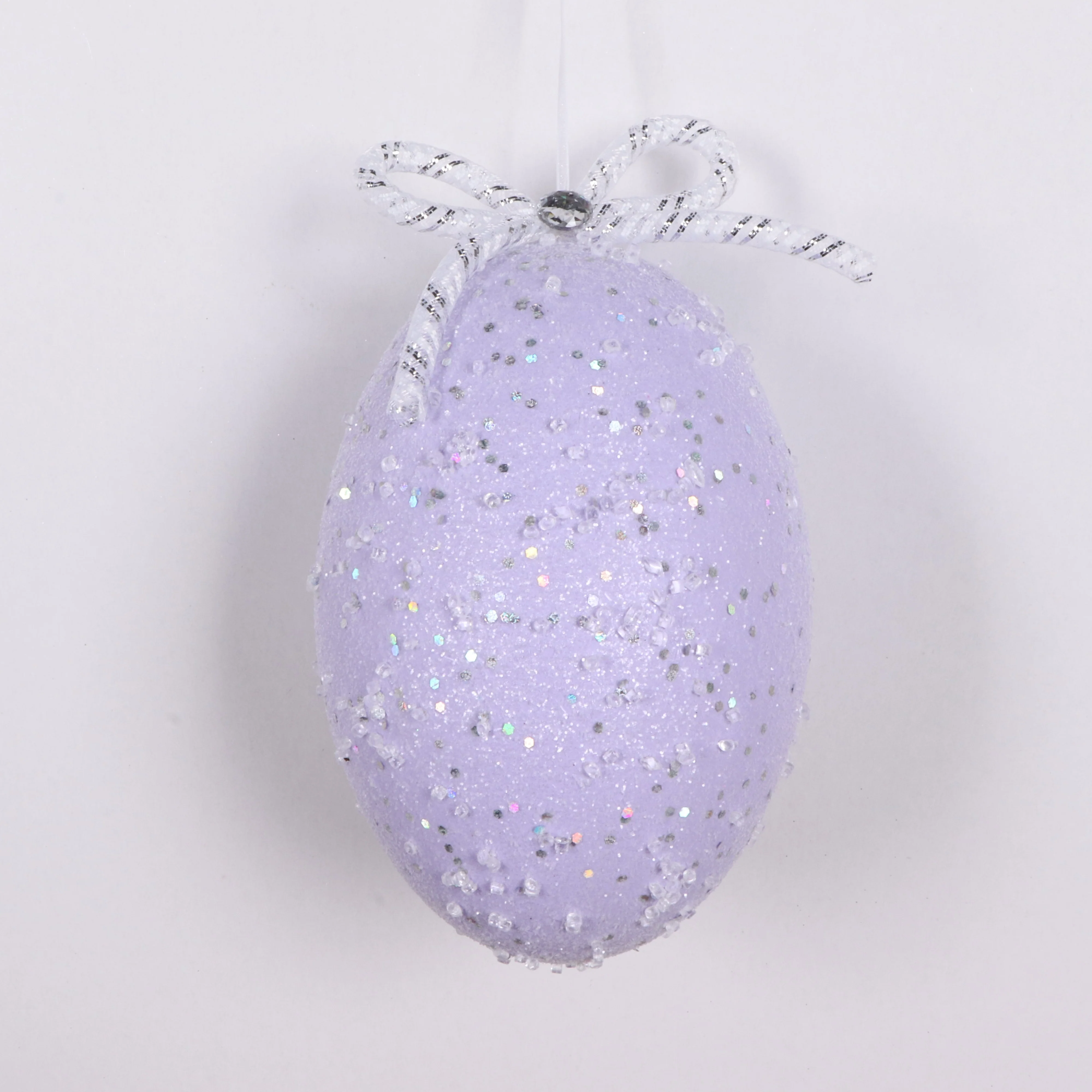 Beaded Morandi Purple Easter Egg Ornament, 8.2" (210mm)