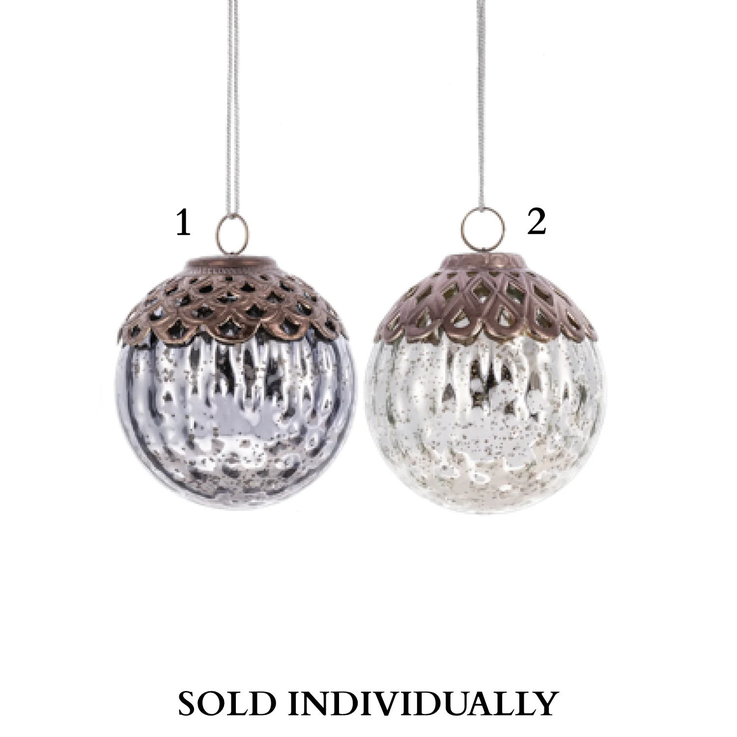 Faceted Glass Ball Ornament, 4" (2 styles - sold individually)