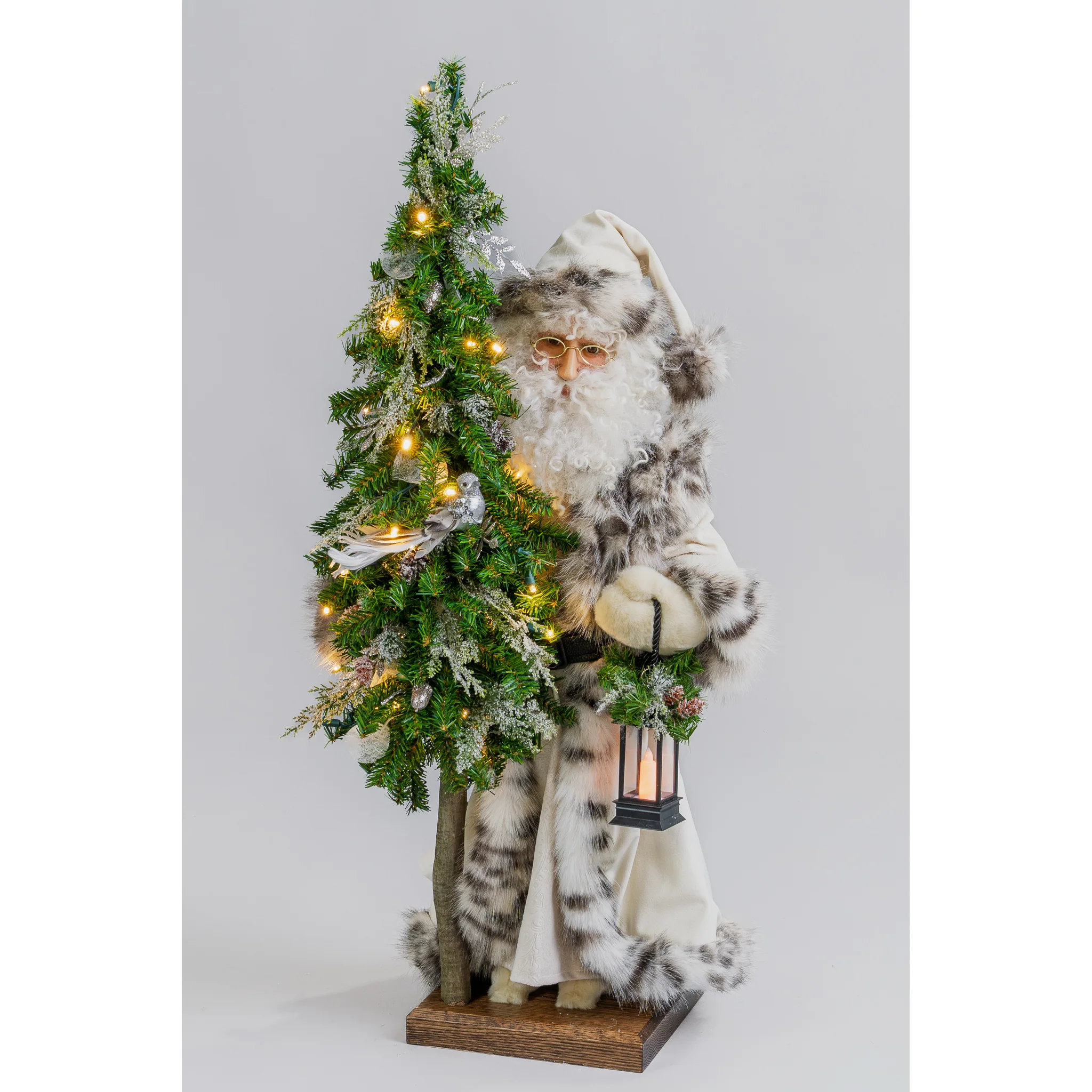 Father Christmas Large Figurine - Ivory Snow Leopard, 29"