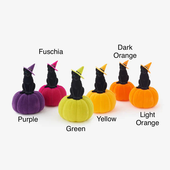 Flocked Cat on Pumpkin w/Hat, 19" (6 styles - sold individually) - Image 2