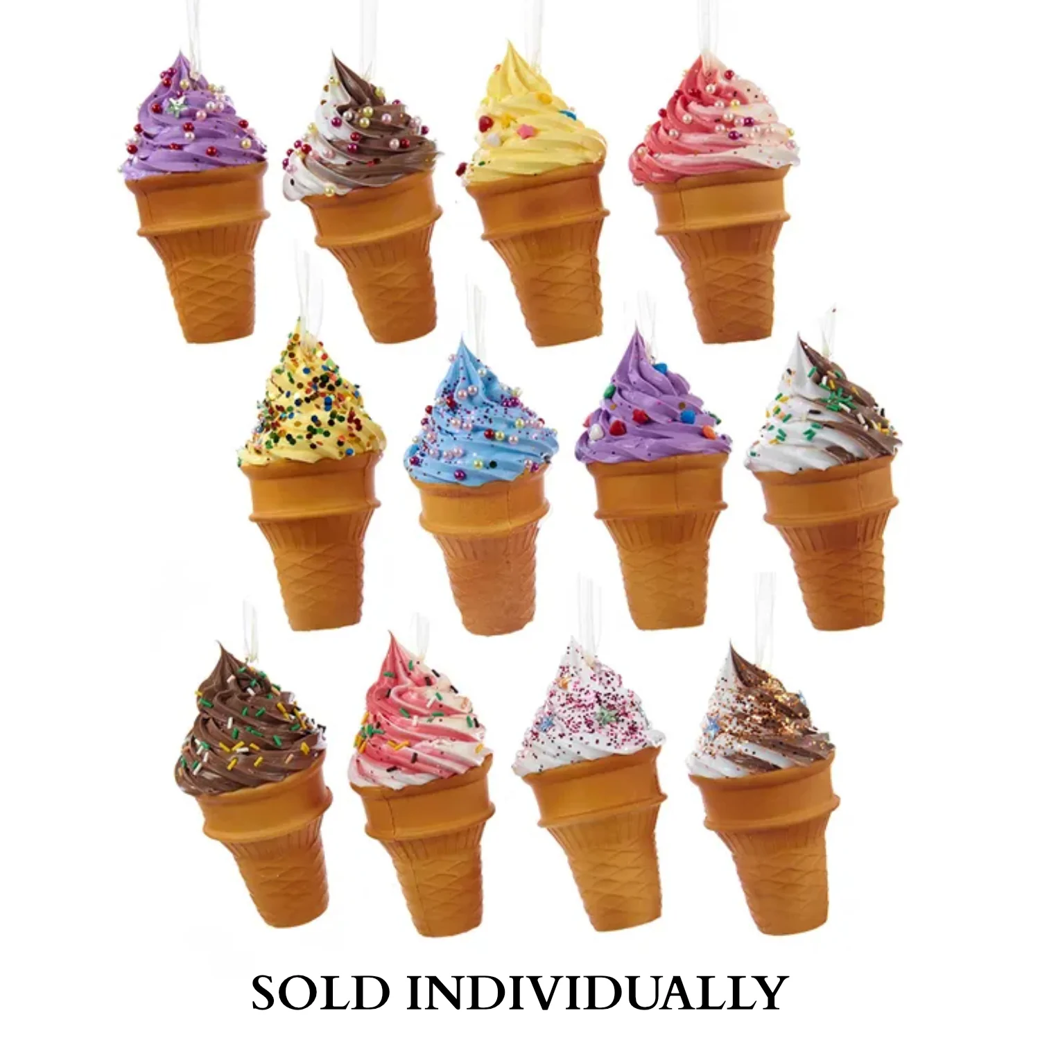 Foam Ice Cream Cone Ornaments (12 Styles – Sold individually)