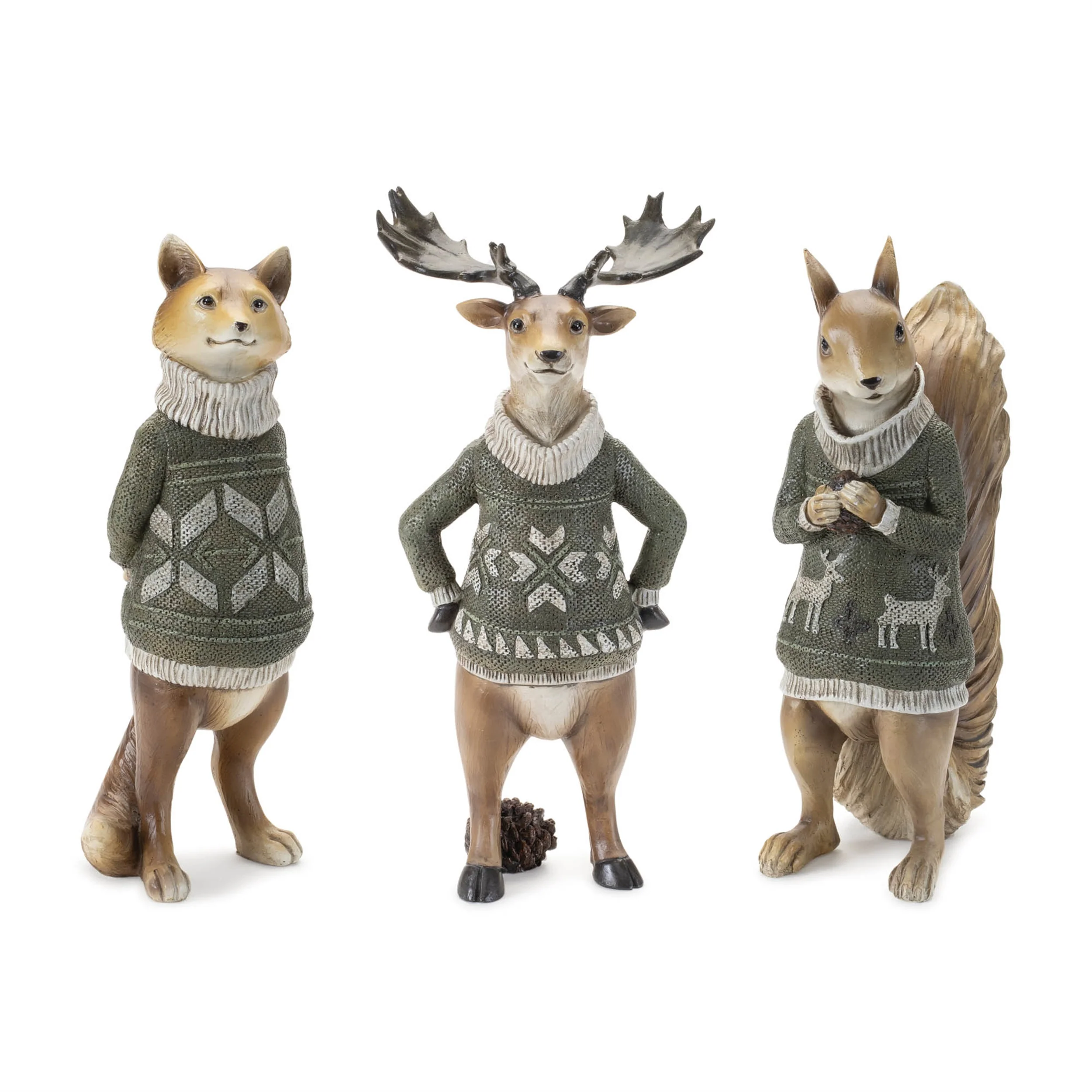 Fox/Moose/Squirrel w/Sweater Figurine, 10 - 12" (3 styles - sold individually)