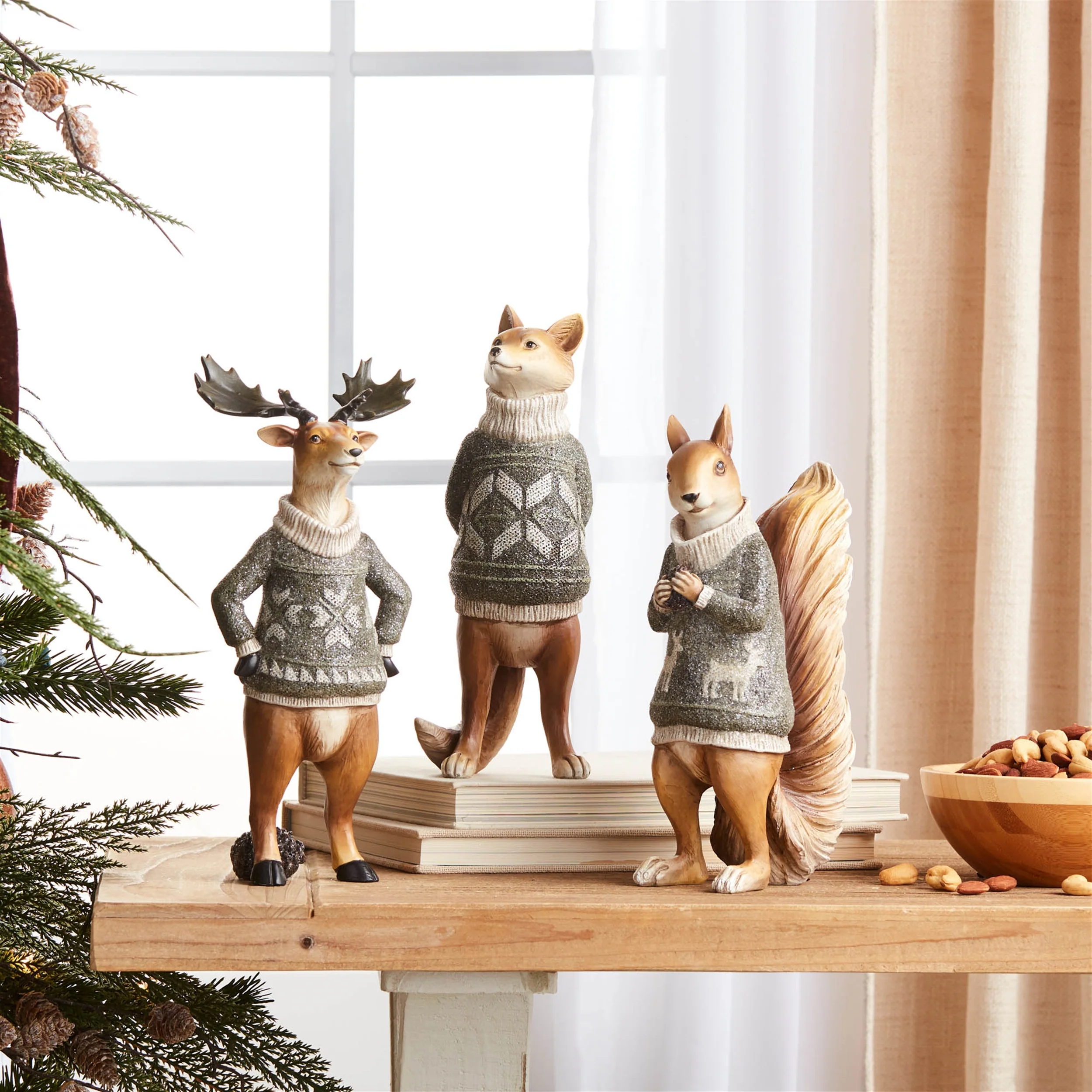 Fox/Moose/Squirrel w/Sweater Figurine, 10 - 12" (3 styles - sold individually) - Image 2