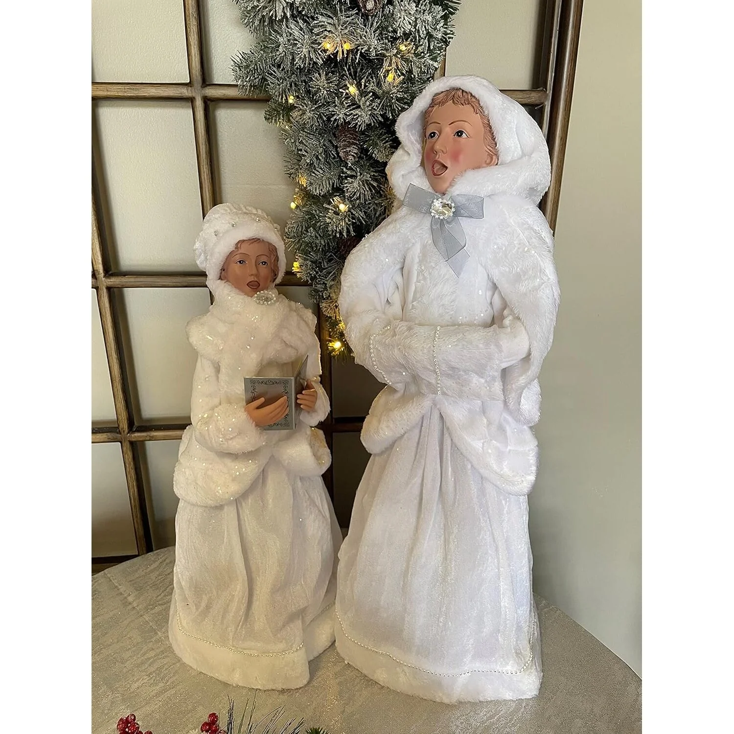 Frosted White Carollers, 26-35" (Set of 4) - Image 4