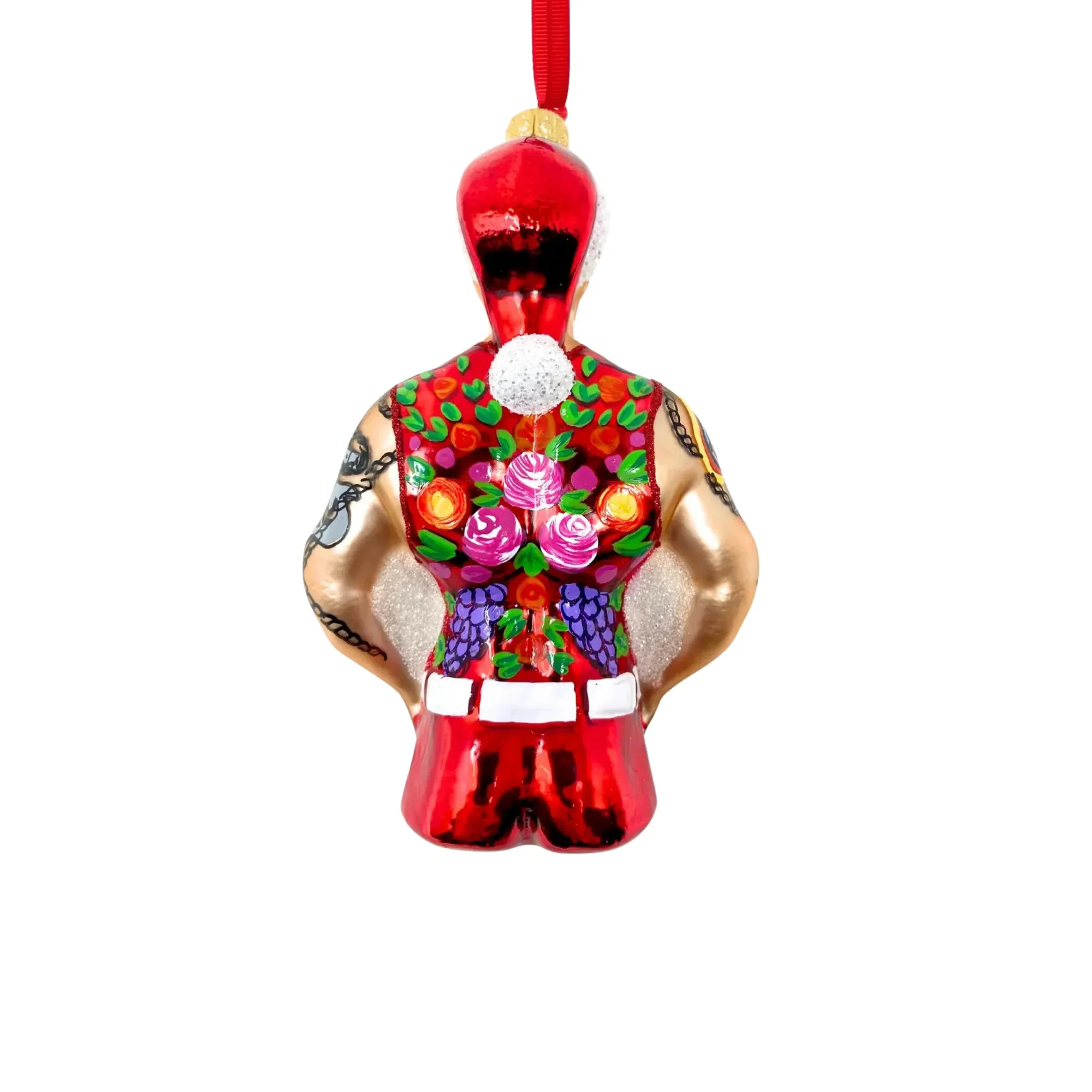 Full Throttle Santa Glass Christmas Ornament, 5.5" - Image 3