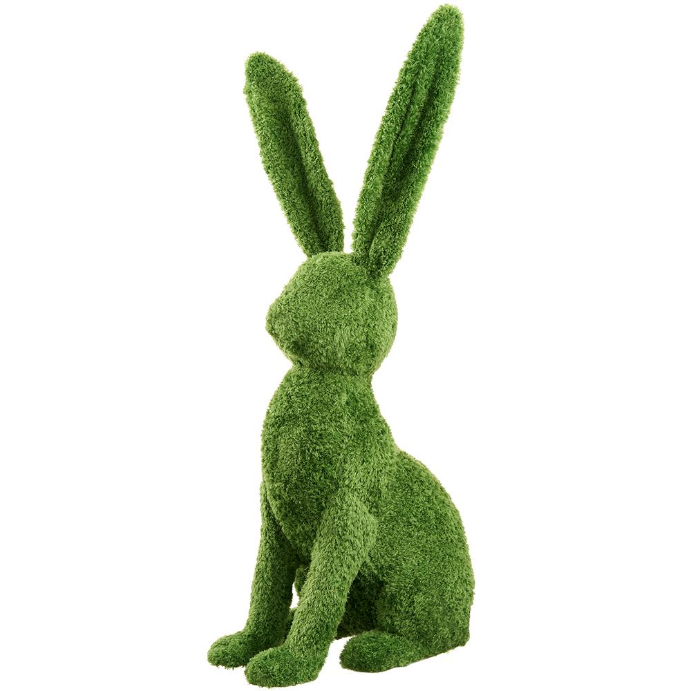 Furry Moss Covered Bunny Figurine, 21" (Green)
