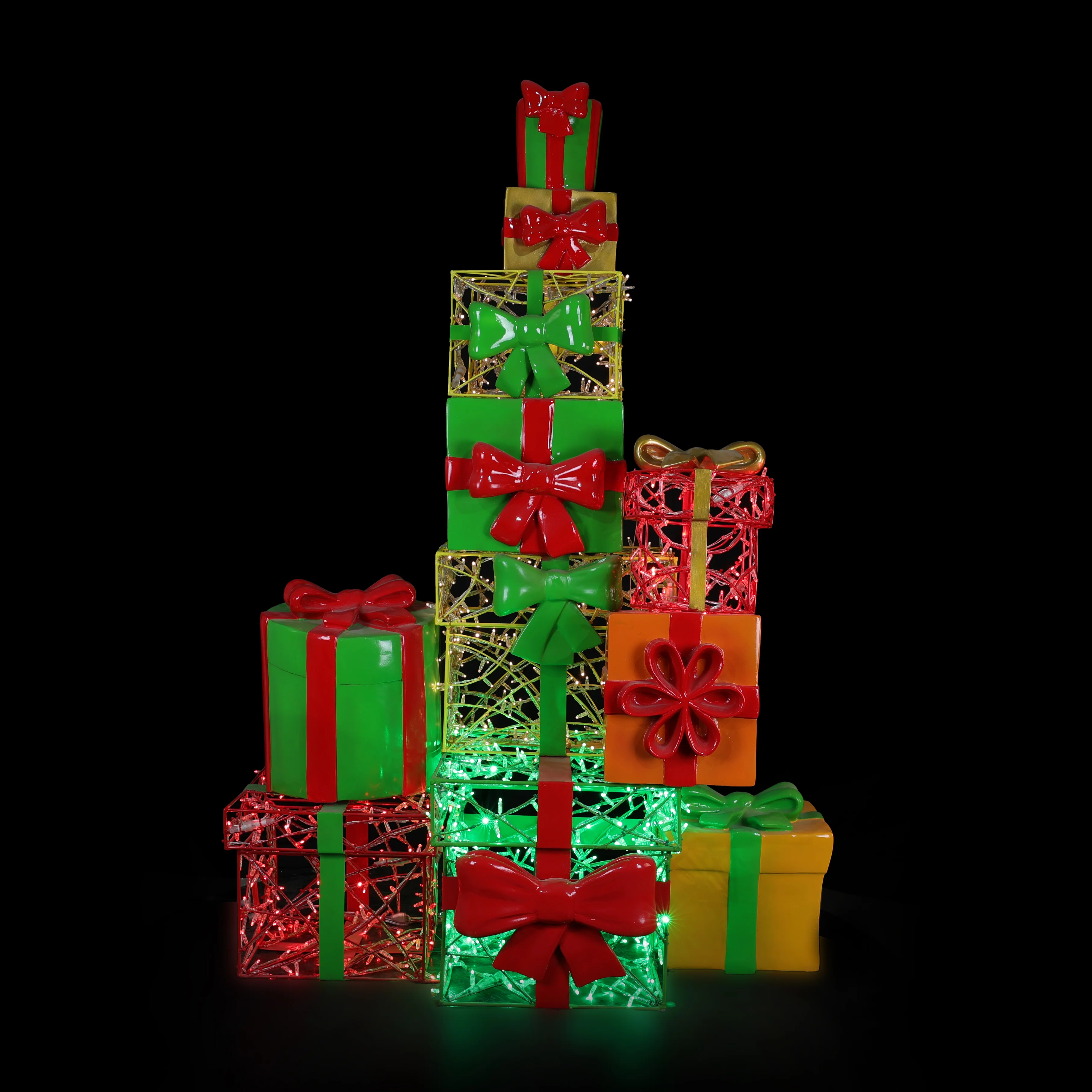 Large Gift Tower Decoration, LED Lit w/Fiberglass, 83"