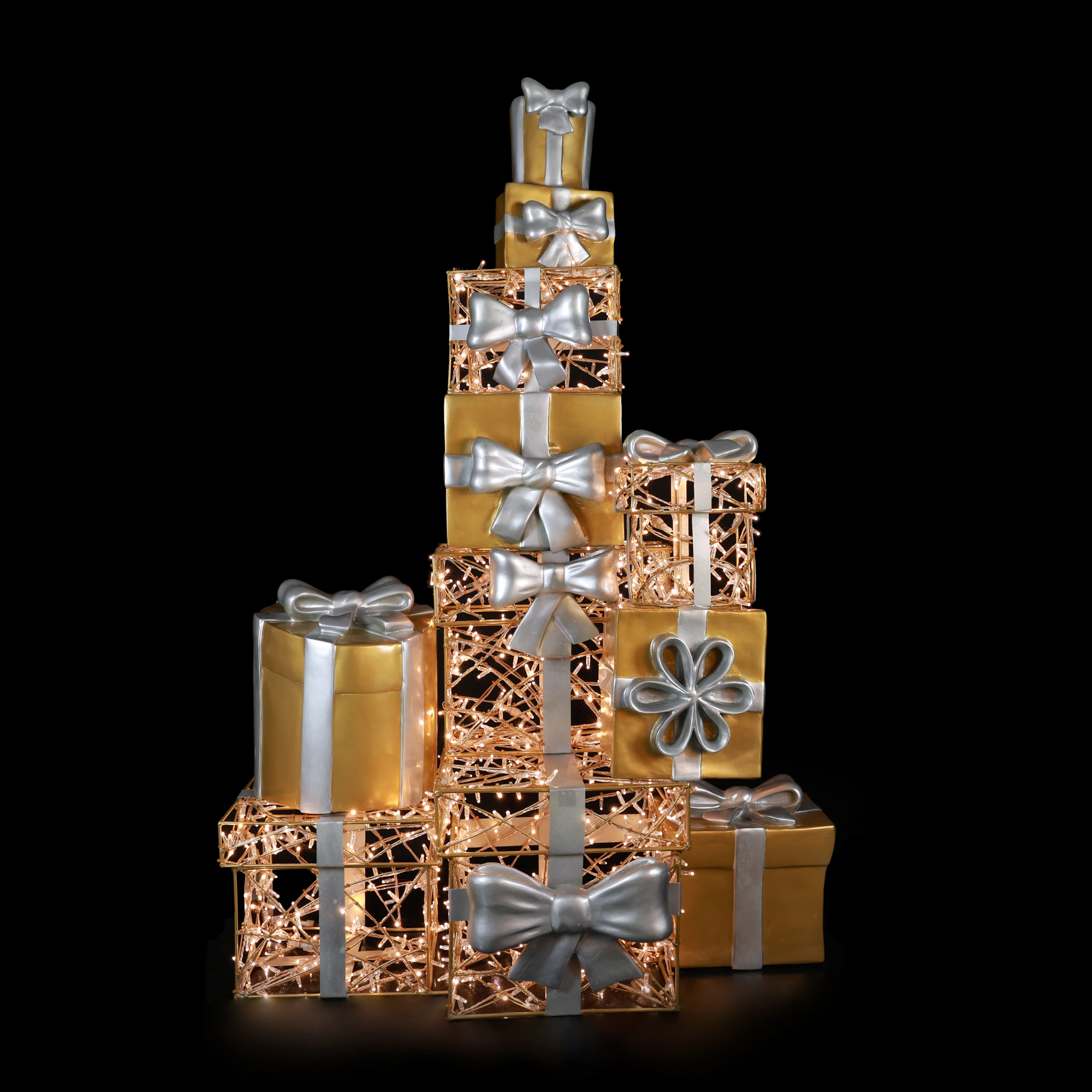 Large Gift Tower Decoration, LED Lit w/Fiberglass, 83" - Image 4