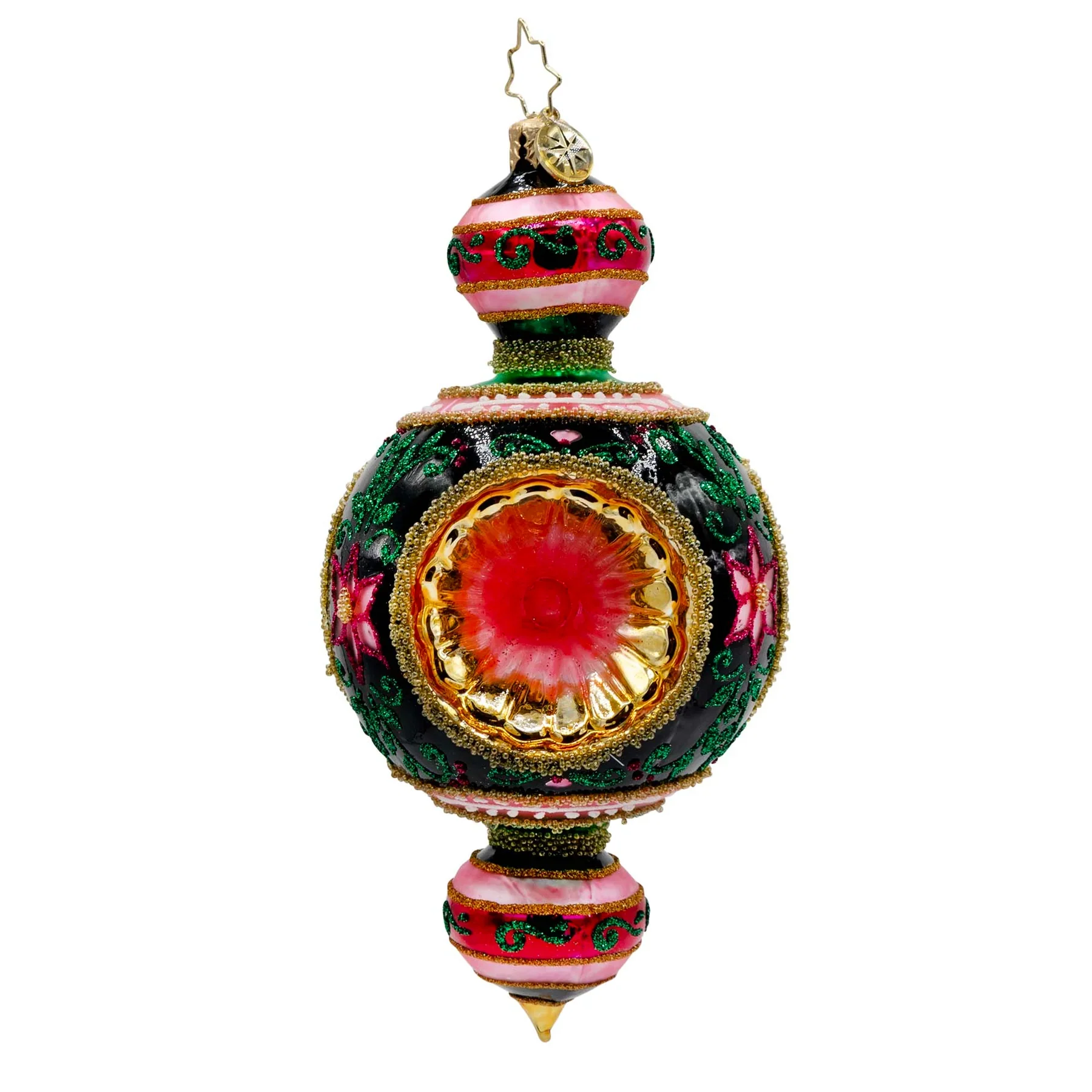 Gilded Midnight Bloom Glass Ornament, 6" - Image 4