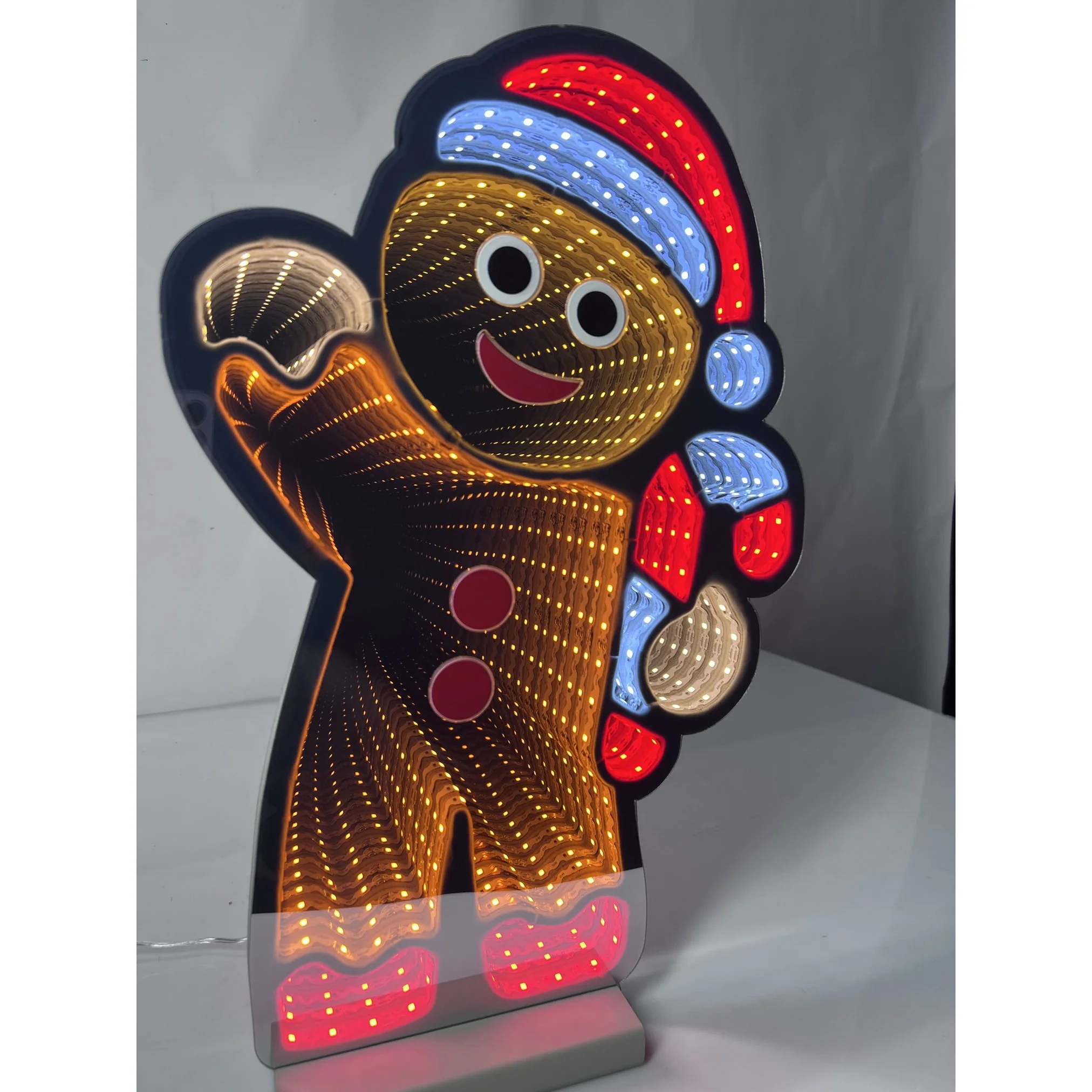 Gingerbread Man W/Candy Cane Infinity Light, Acrylic w/UL Plug, 24" - Image 2