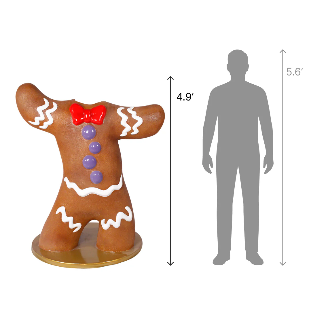 Large Fiberglass Gingerbreadman Photo Op Prop, 59" - Image 2