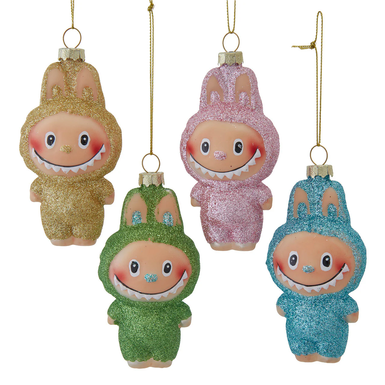 Glass Bedazzled™ Miniature Monster Ornaments, 4" (Set of 4)