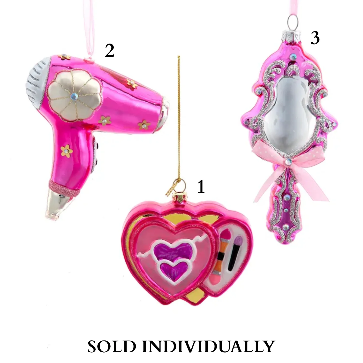 Glass Dryer, Mirror & Makeup Ornaments (3 Styles – Sold individually)