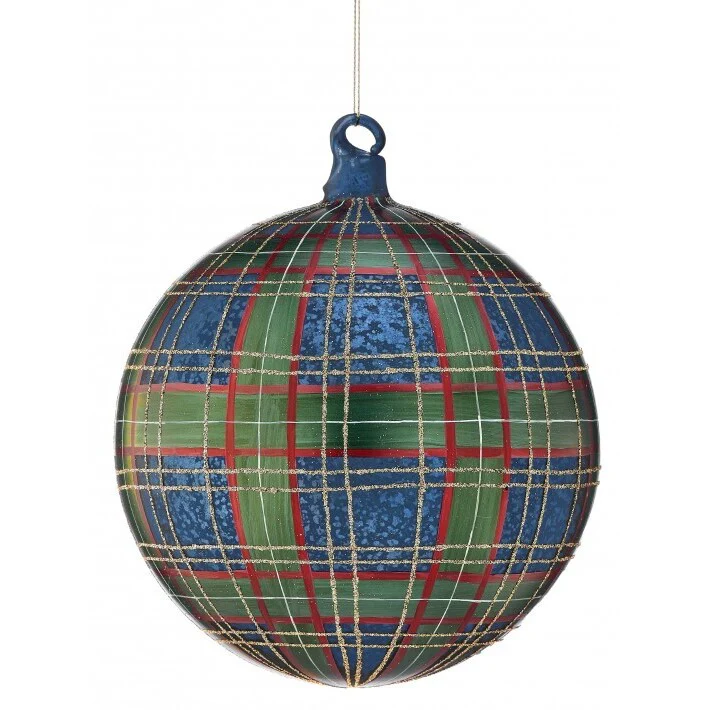 Glass Gentlemen's Plaid Ornament, 6"