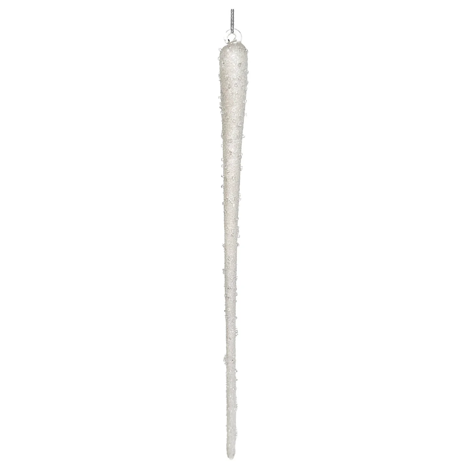 Glass Icicle Frosted w/Glitter, 12"