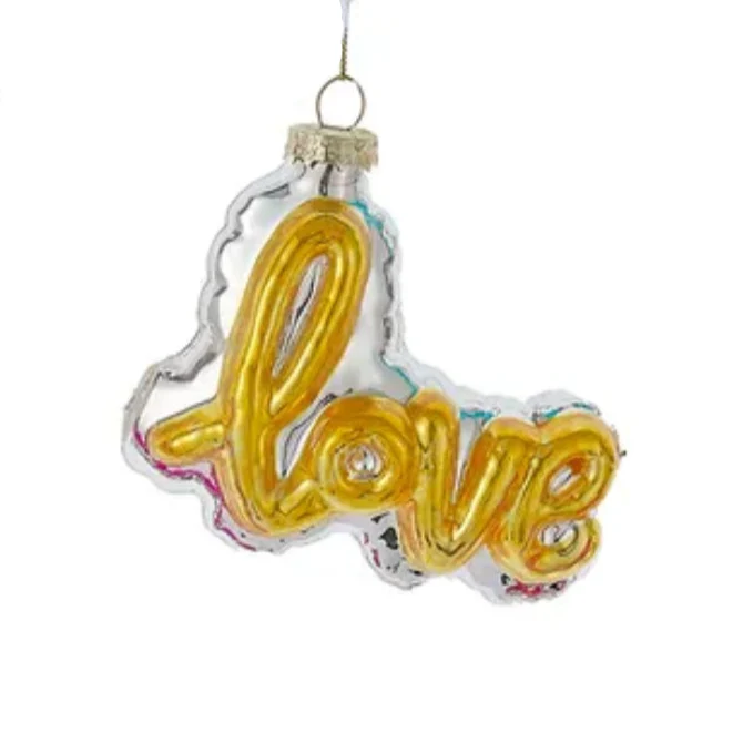 Glass "Love" Word Balloon Ornaments (5 Styles – Sold individually) - Image 4