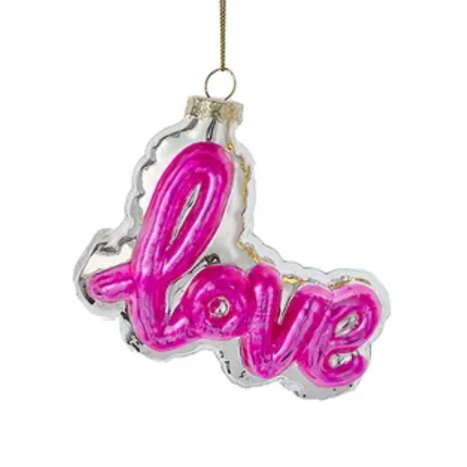 Glass "Love" Word Balloon Ornaments (5 Styles – Sold individually) - Image 5