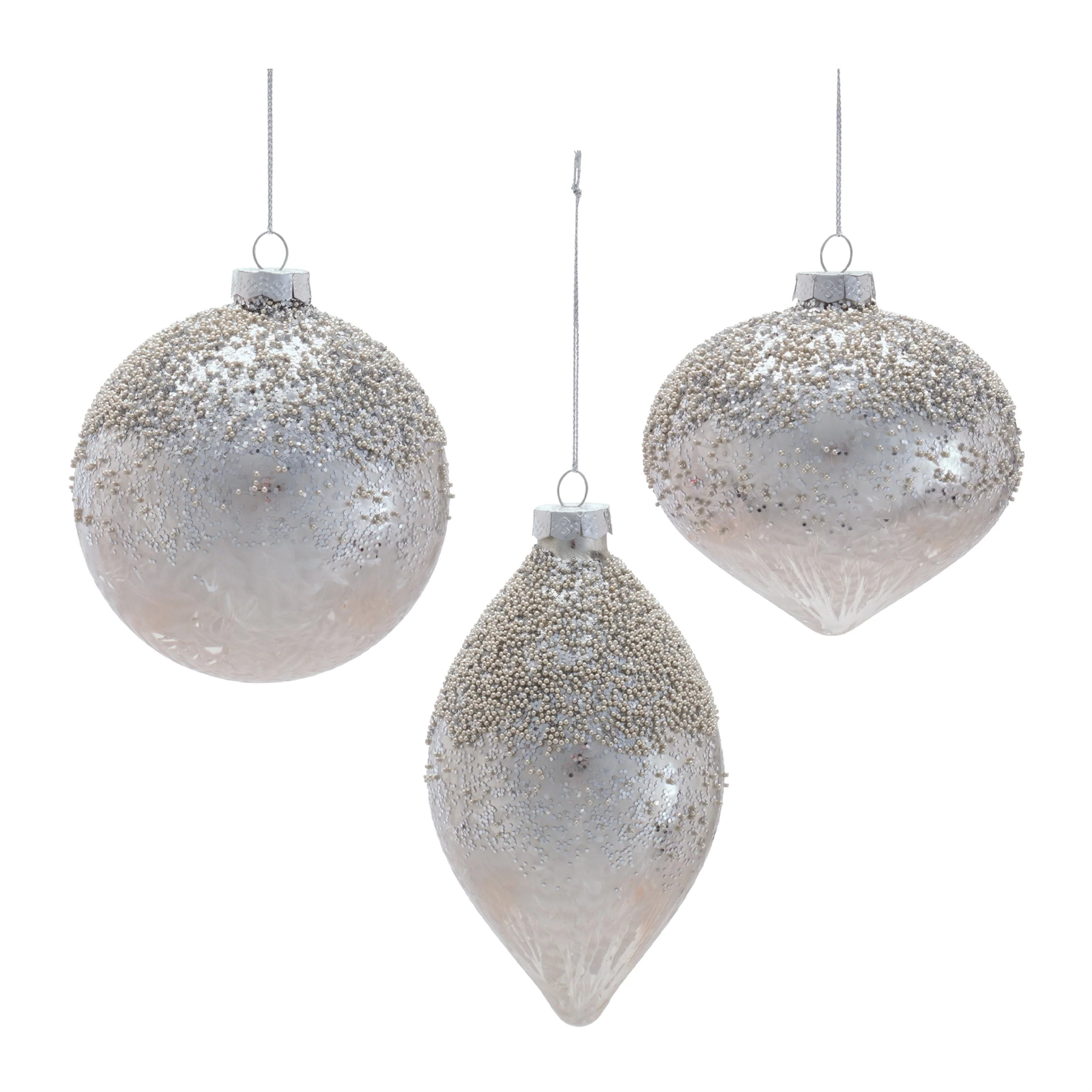Glass Pearl Ornament, 4" - 4.5" (3 styles - sold individually) - Image 4