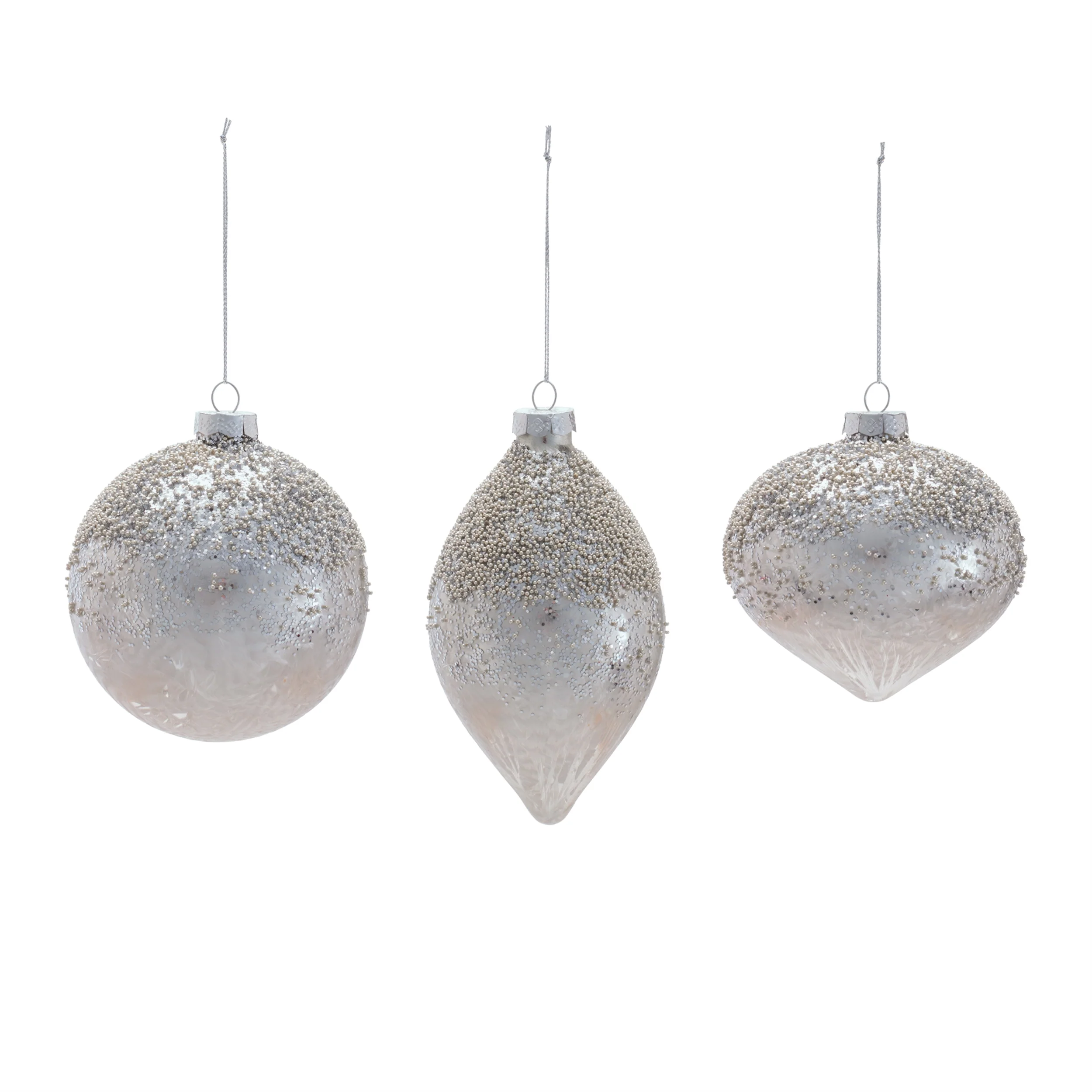 Glass Pearl Ornament, 4" - 4.5" (3 styles - sold individually) - Image 5