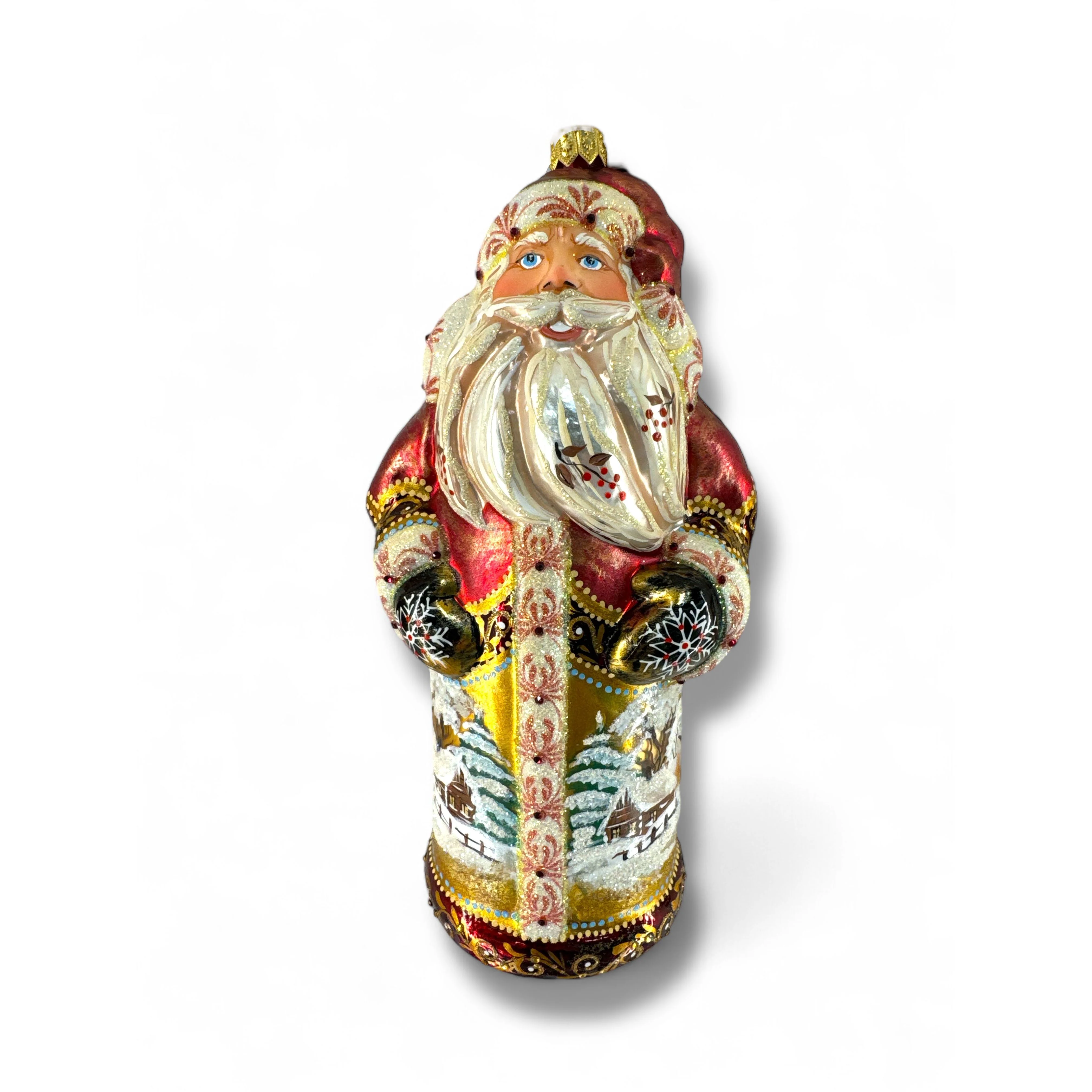 Glass Santa in Long Coat Ornament