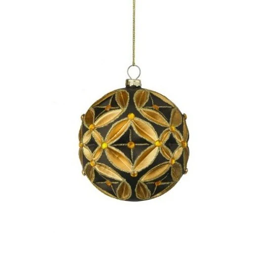 Glass Scroll Ball Ornament, 4" (2 styles - sold individually) - Image 3
