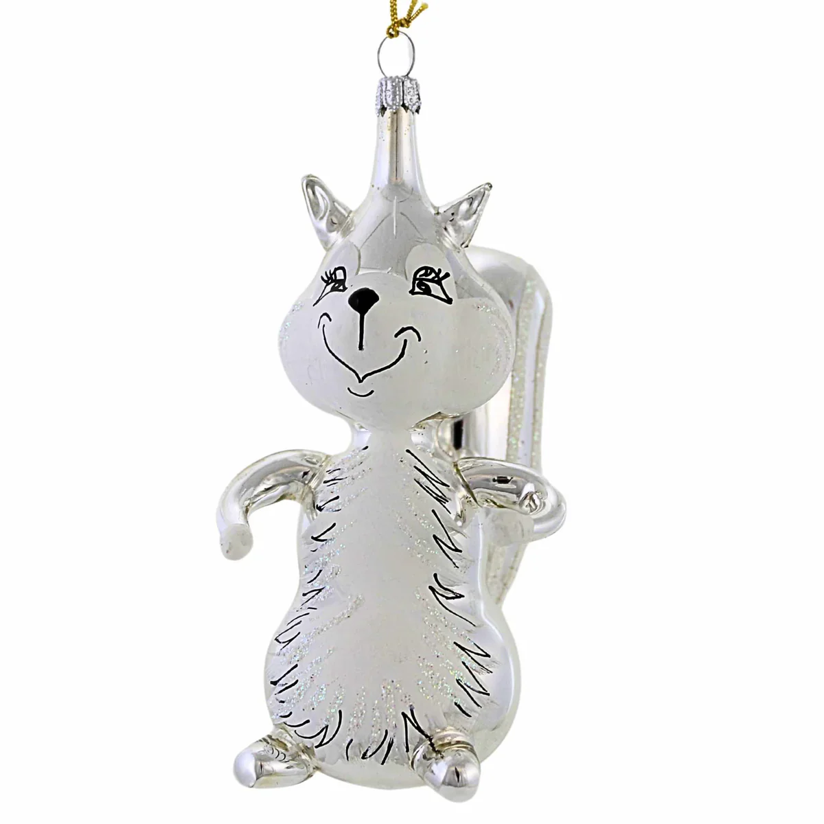 Glass Squirrel Ornament, 5" (Silver)