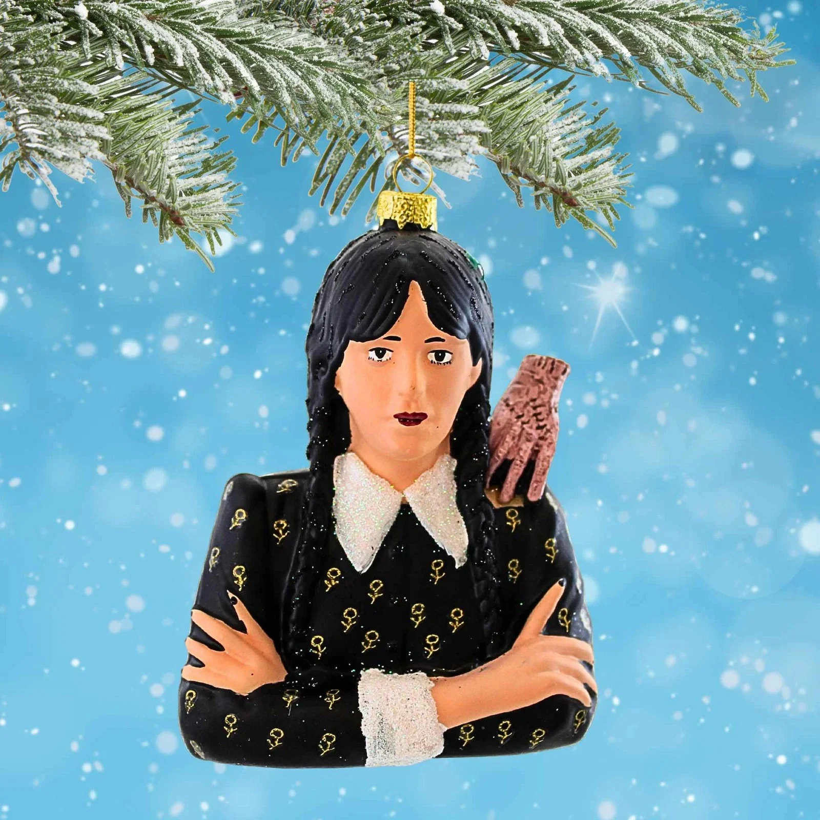 Glass Wednesday & Thing Ornament, 4.5" - Image 2