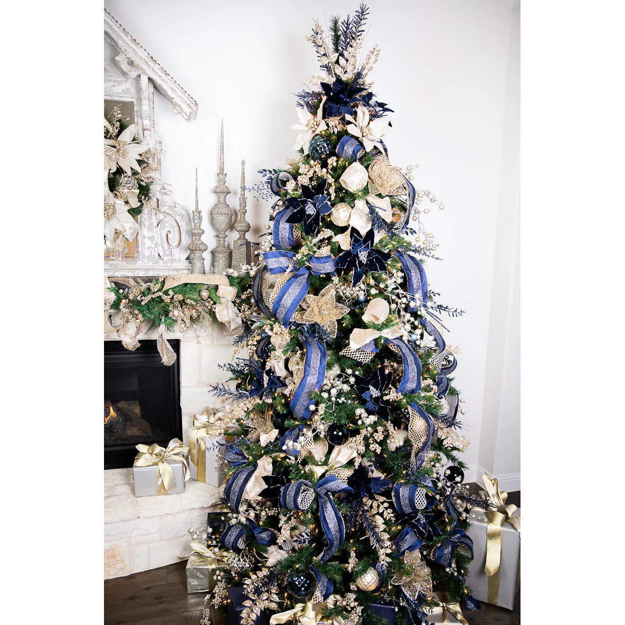 Glitter/Sequin Boxwood Berry Stick Spray, 29" (Midnight Blue) - Image 4