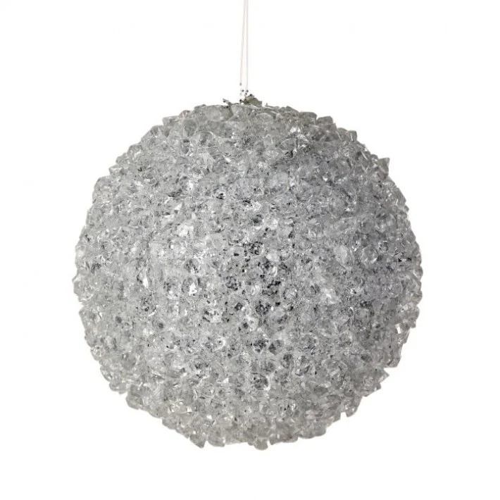Glittered Iced Ball Ornament, 4" (Silver)