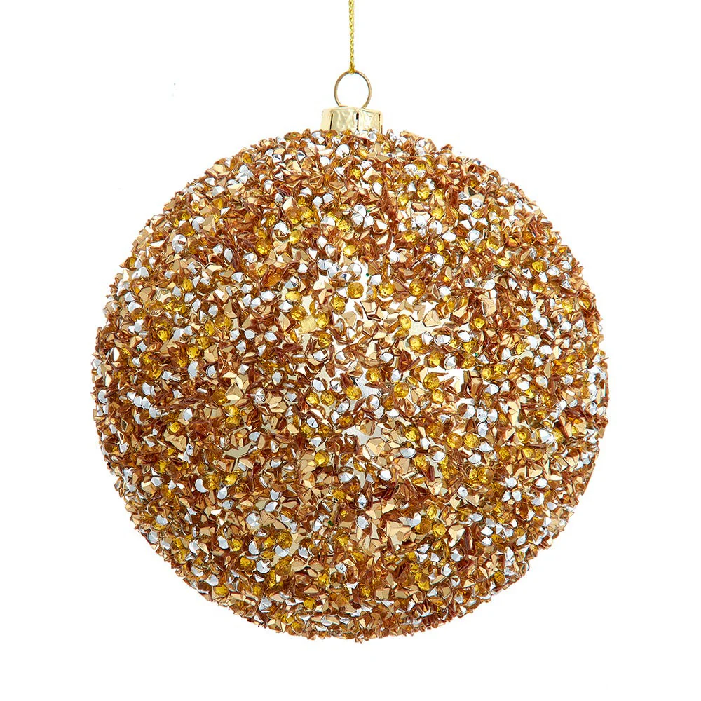 Gold Bead Ball Ornament, 4.25"